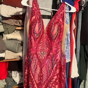 Jovani Fuchsia and Purple Sequin Short dress